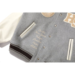BAPE X HIGHSNOBIETY MULTI LOGO VARSITY JACKET MENS