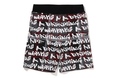 BAPE GRAFFITI CHECK SWEAT SHORTS MENS