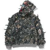 TREE EDGE CAMO LASER CUT CROPPED SHARK FULL ZIP HOODIE LADIES