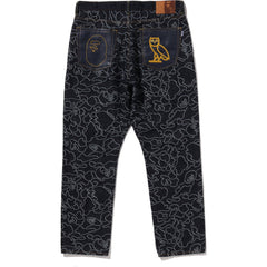 BAPE X OVO NEON 1ST CAMO JACQUARD DENIM PANTS MENS