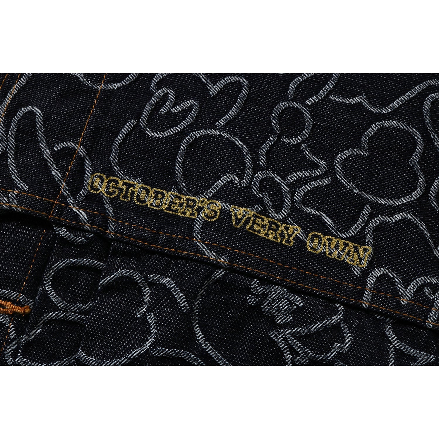 BAPE X OVO NEON 1ST CAMO JACQUARD DENIM JACKET MENS