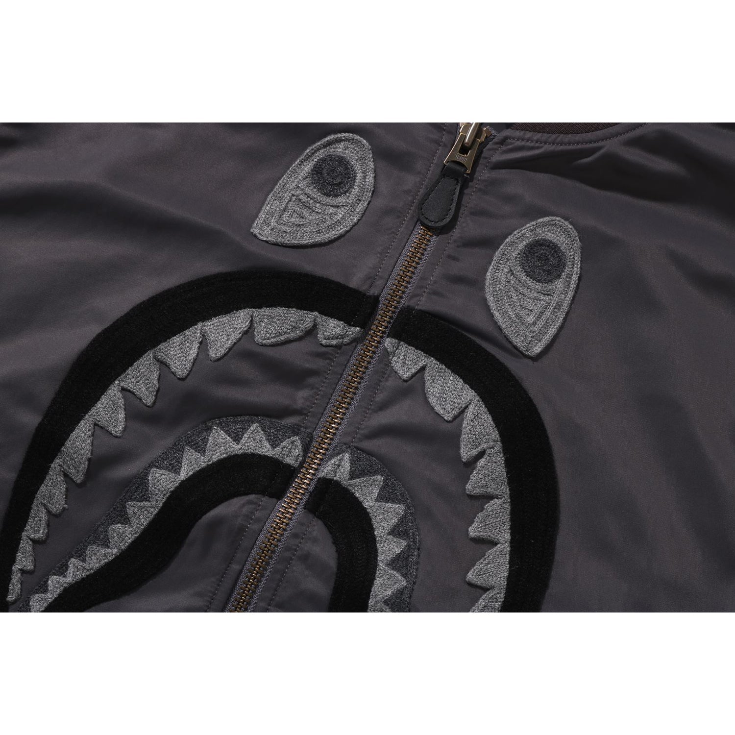 TONAL CHAIN STITCH SHARK BOMBER JACKET MENS