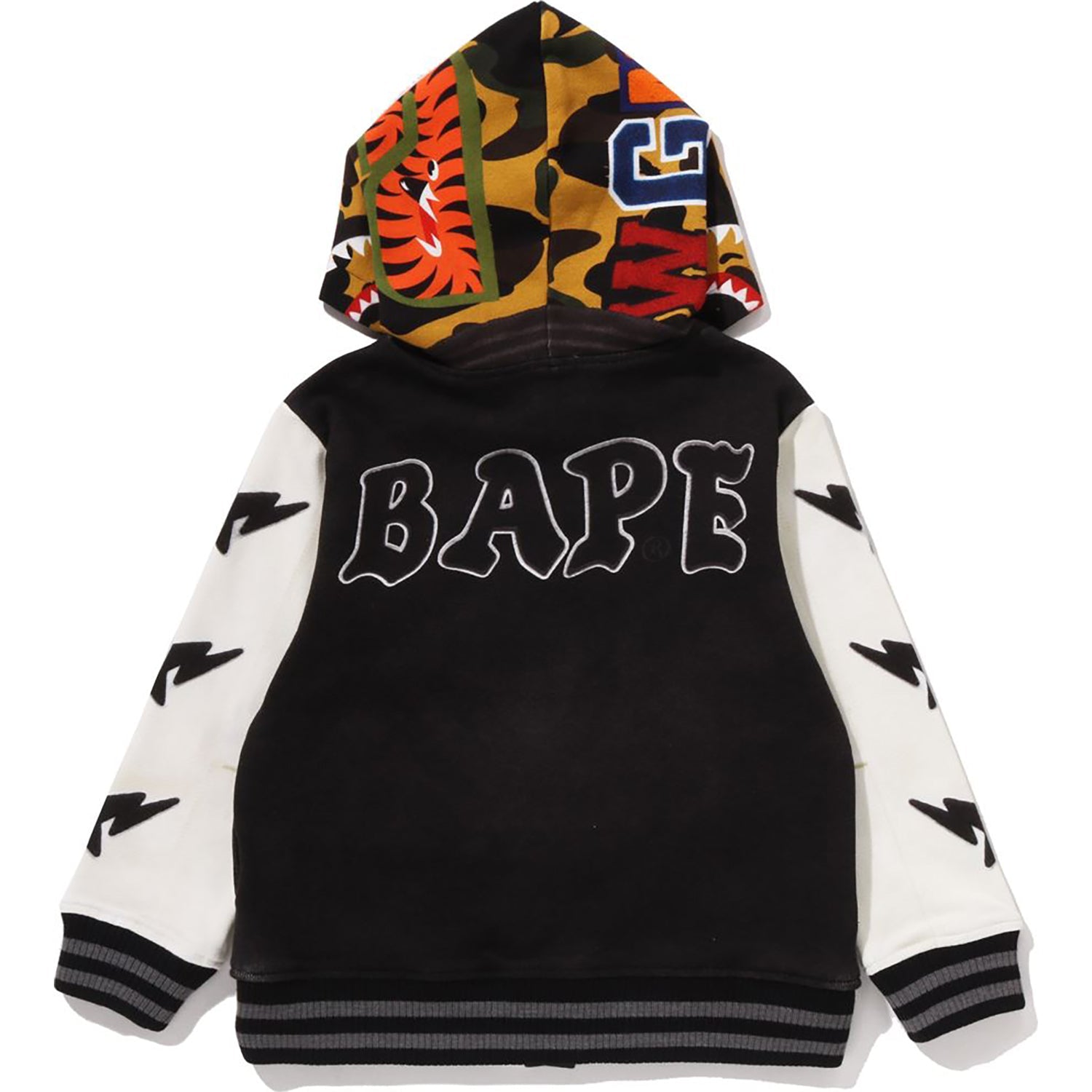 1ST CAMO SHARK HOODIE PRINT SWEAT VARSITY JACKET KIDS