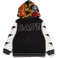 1ST CAMO SHARK HOODIE PRINT SWEAT VARSITY JACKET KIDS