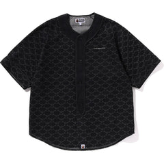 COLLEGE MONOGRAM BASEBALL SS DENIM SHIRT MENS