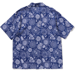 JAPANESE INDIGO ART CAMO OPEN COLLAR SS SHIRT MENS