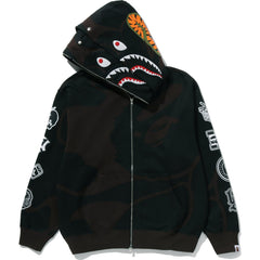 BAPE US BLACK FRIDAY SOLID CAMO DOUBLE SHARK FULL ZIP HOODIE MENS