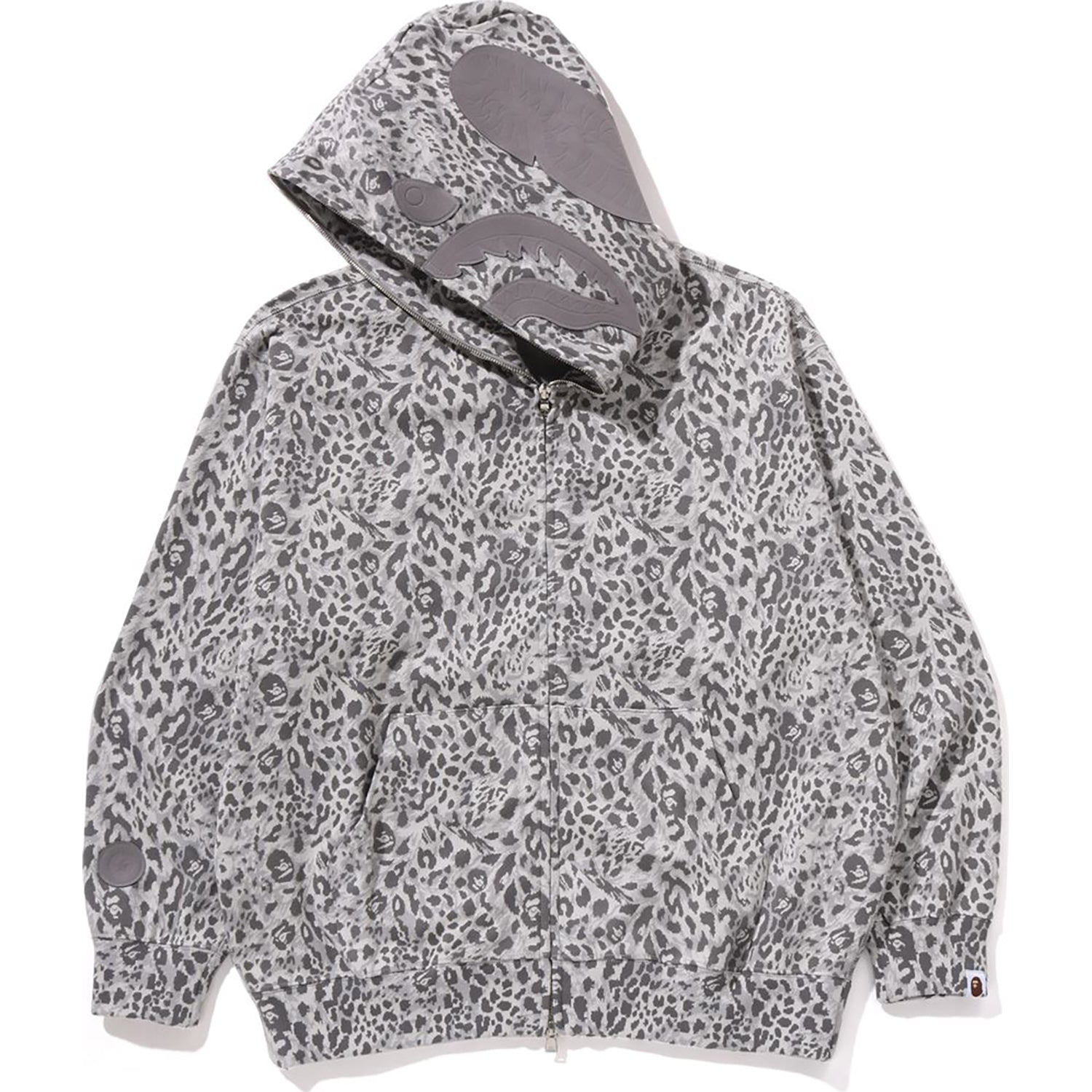 WILD LEOPARD PATTERN SHARK RELAXED FIT FULL ZIP HOODIE MENS