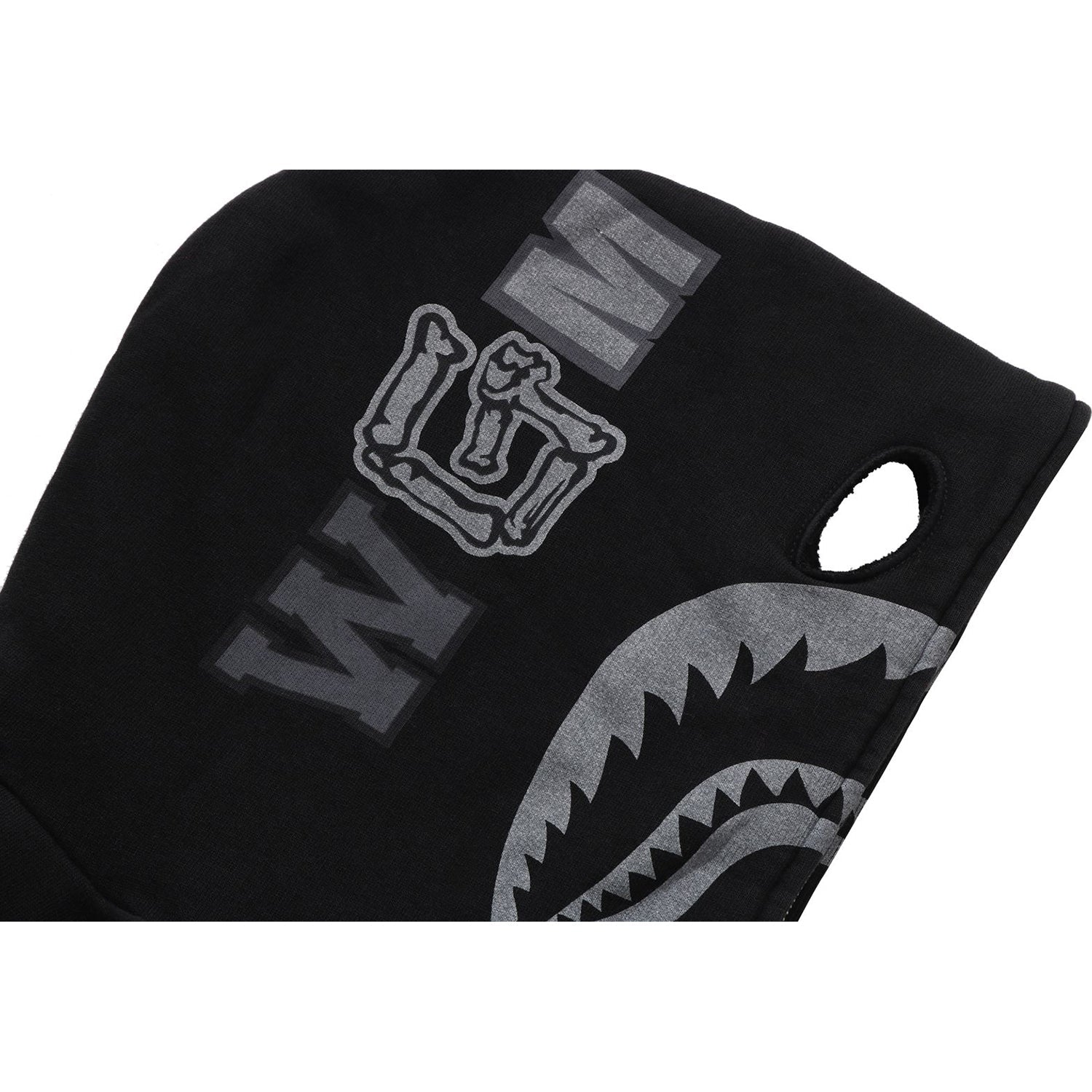 SKELETON SHARK HEAVY WASHED CROPPED FIT FULL ZIP HOODIE MENS