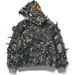 TREE EDGE CAMO LASER CUT CROPPED SHARK FULL ZIP HOODIE LADIES