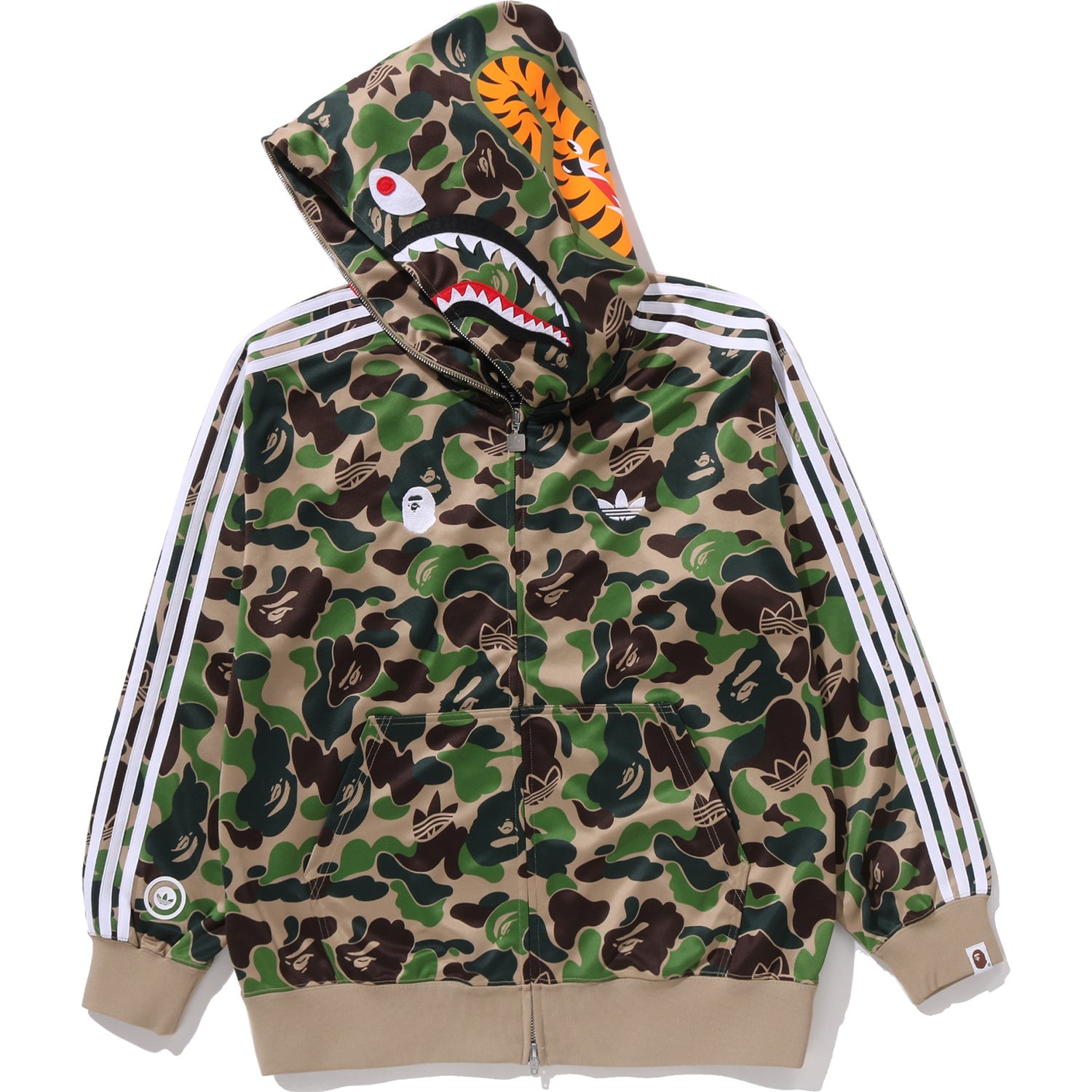 BAPE X ADIDAS RELAXED FIT TRACK CAMO SHARK FULL ZIP HOODIE MENS