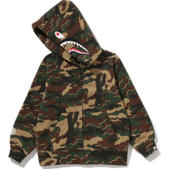 GLITCH WOODLAND CAMO SHARK ZIP HOODIE KIDS
