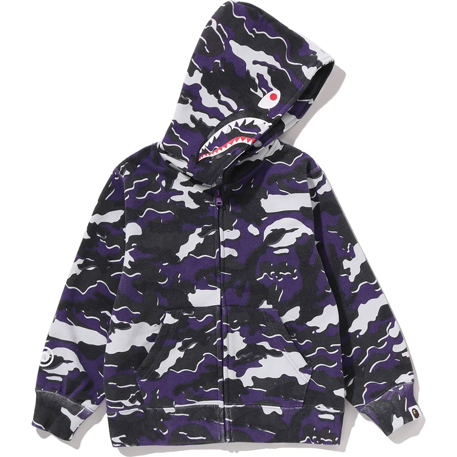 GLITCH WOODLAND CAMO SHARK ZIP HOODIE KIDS