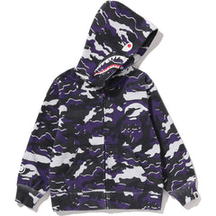 GLITCH WOODLAND CAMO SHARK ZIP HOODIE KIDS